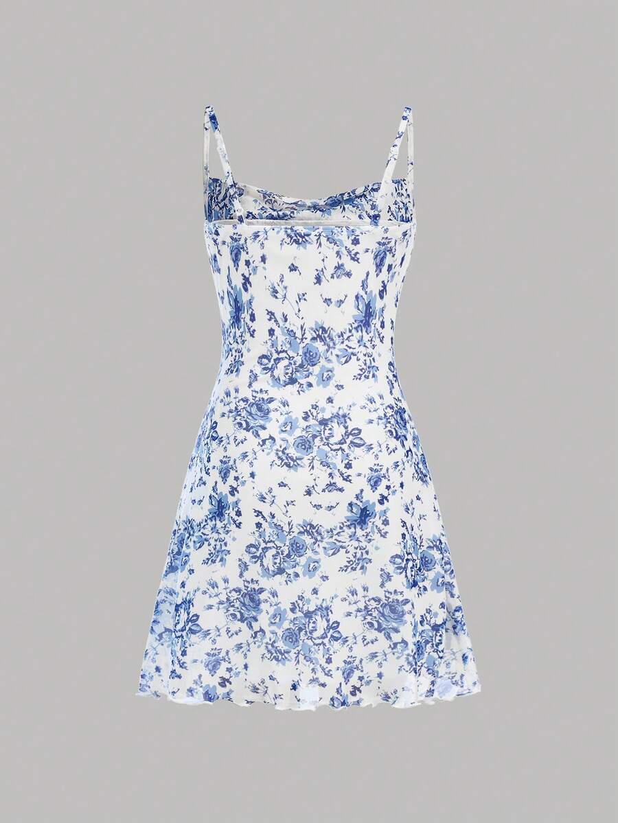 Tween Girls' Casual Minimalist Comfy Floral Print Empire Waist Camisole Dress