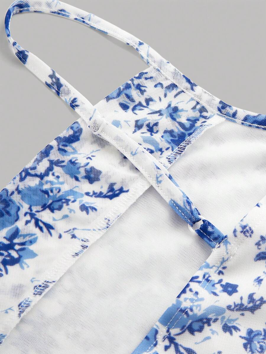 Tween Girls' Casual Minimalist Comfy Floral Print Empire Waist Camisole Dress