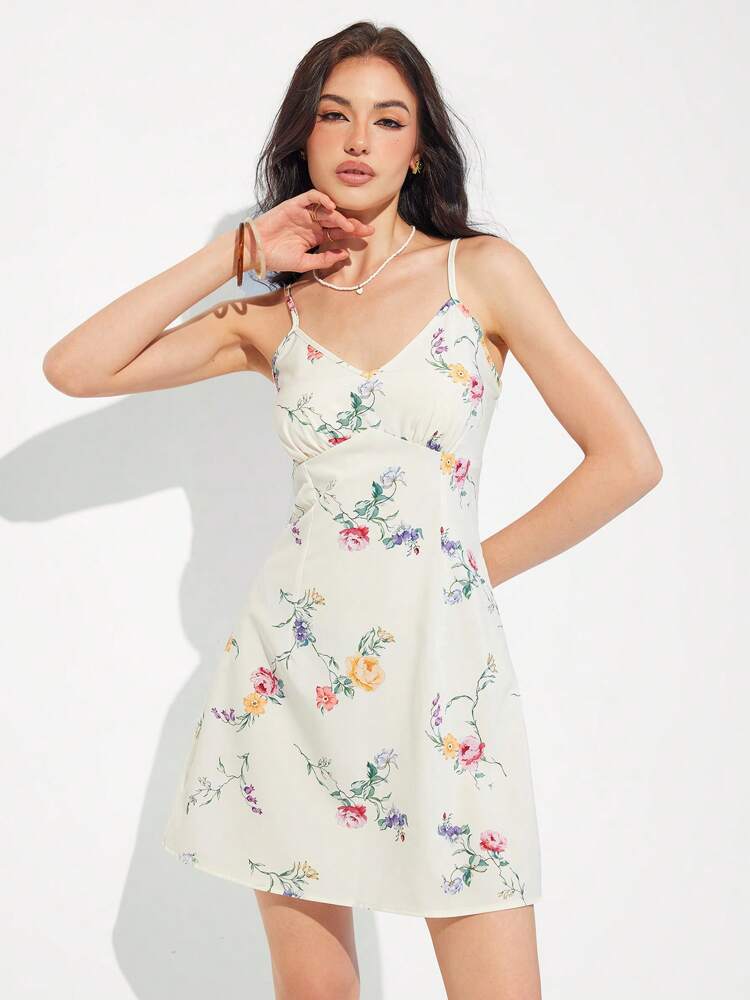Floral Print Slim Fit Camisole Dress – Casual Summer Outfit for Work, Travel, and Everyday Wear