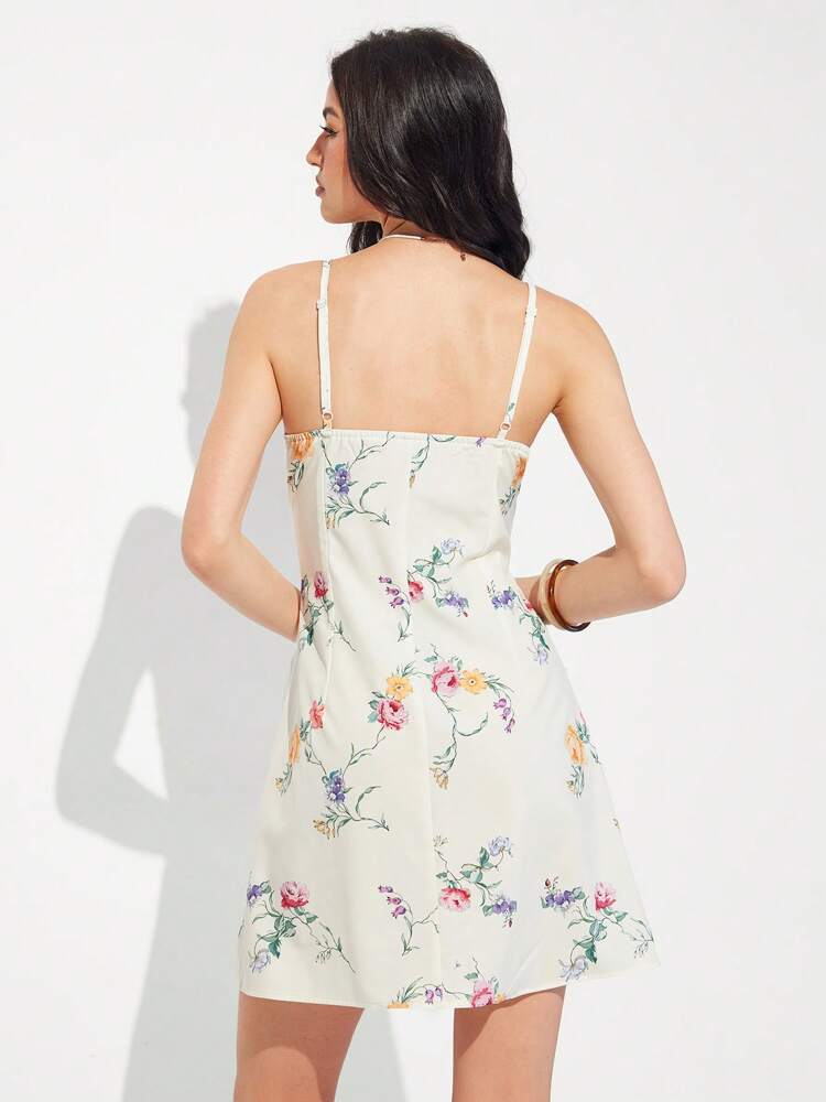 Floral Print Slim Fit Camisole Dress – Casual Summer Outfit for Work, Travel, and Everyday Wear