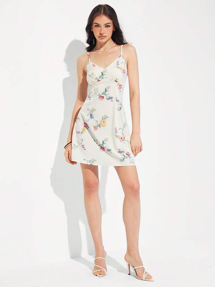 Floral Print Slim Fit Camisole Dress – Casual Summer Outfit for Work, Travel, and Everyday Wear