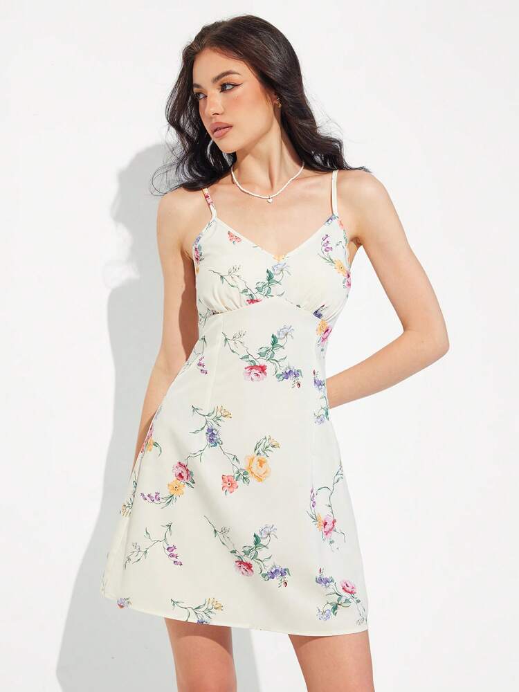 Floral Print Slim Fit Camisole Dress – Casual Summer Outfit for Work, Travel, and Everyday Wear