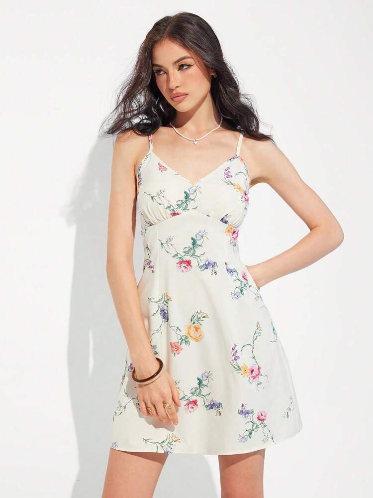 Floral Print Slim Fit Camisole Dress – Casual Summer Outfit for Work, Travel, and Everyday Wear