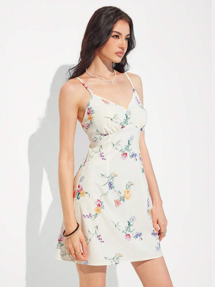 Floral Print Slim Fit Camisole Dress – Casual Summer Outfit for Work, Travel, and Everyday Wear