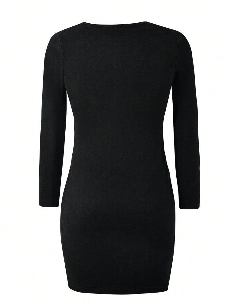 Tween Girls' Velvet Ruched Long Sleeve Dress – Elegant Fitted Party Outfit, Soft & Comfortable Formal Wear for Special Occasions, Holidays, Birthdays