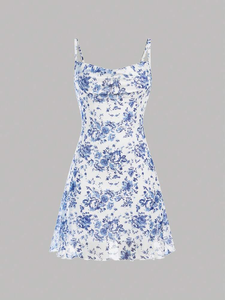 Tween Girls' Casual Minimalist Comfy Floral Print Empire Waist Camisole Dress